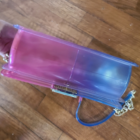 Jelly Purse Gradient‎ Pink and Blue Women's Bag Gold Chain Colorful Crossbody - Picture 9 of 16